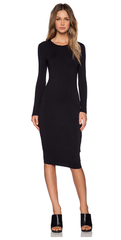 Long Sleeve Midi Dress -Black - Reina Valentina