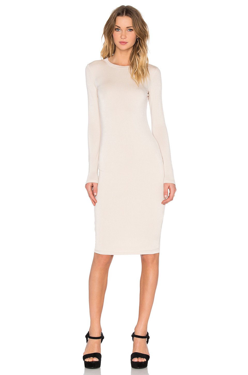 Long Sleeve Midi Dress -Cream - Reina Valentina