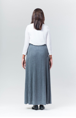 Cordion Ribbed Maxi Skirt - Grey - Reina Valentina