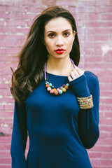 Kantha Beaded Bib Necklace - Reina Valentina