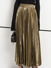 Gold Pleated Skirt - Reina Valentina