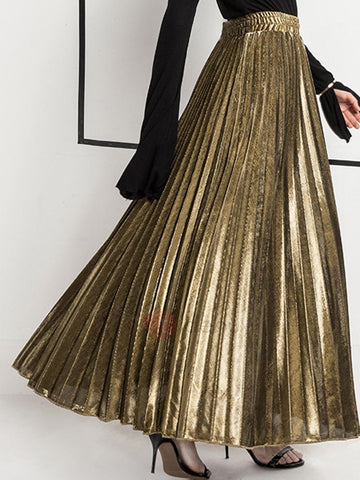 Gold Pleated Skirt - Reina Valentina