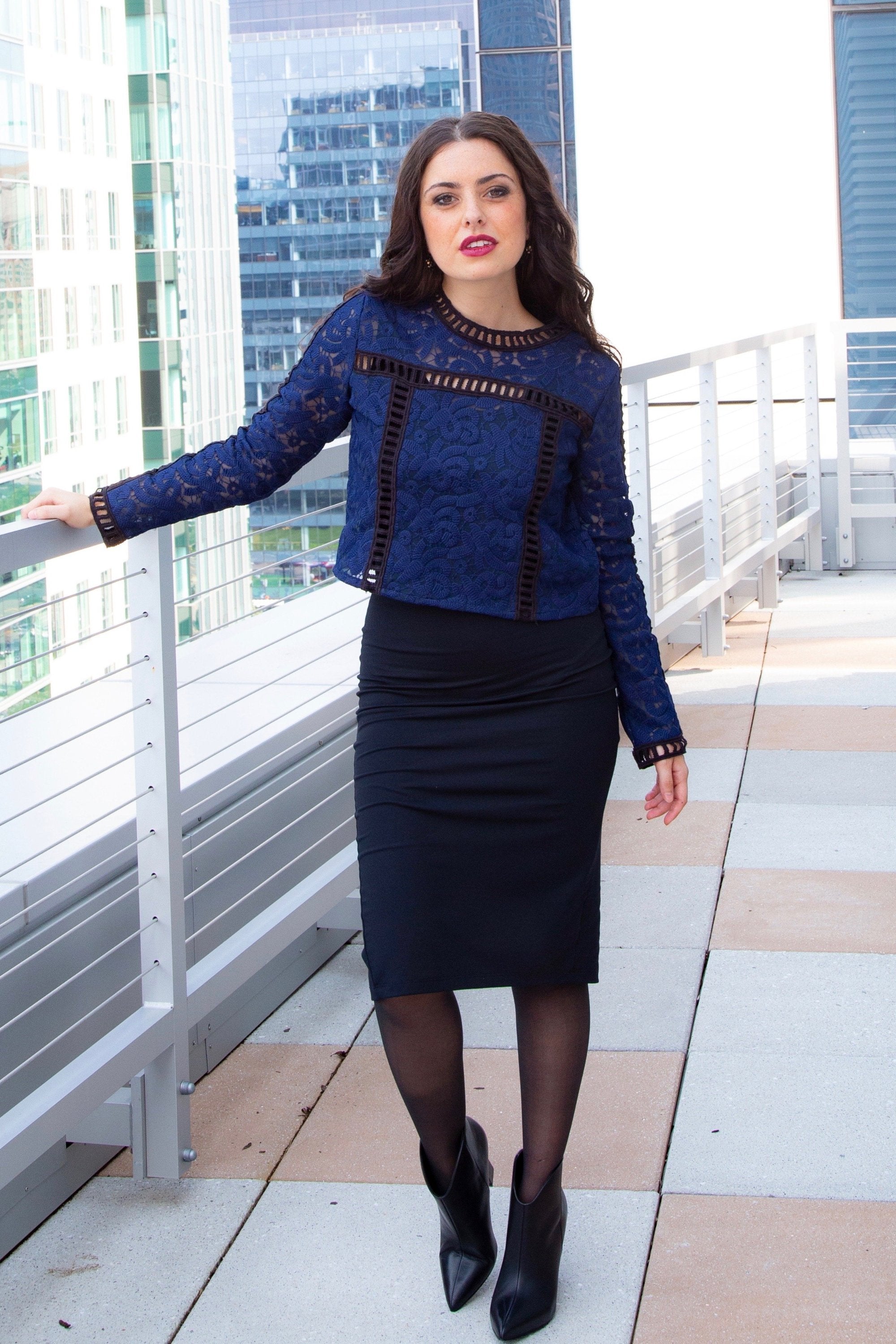 PENNY PENCIL SKIRT - BLACK - Reina Valentina