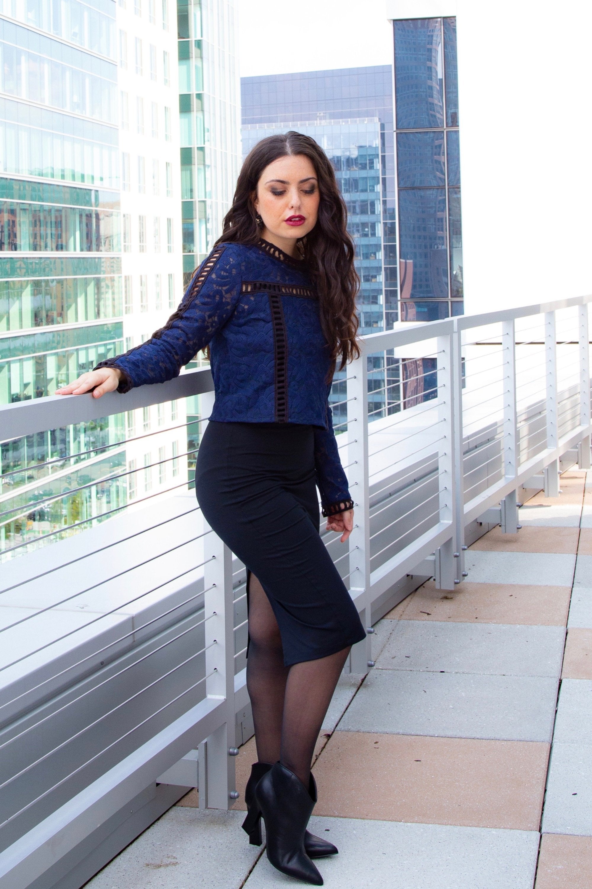 PENNY PENCIL SKIRT - BLACK - Reina Valentina