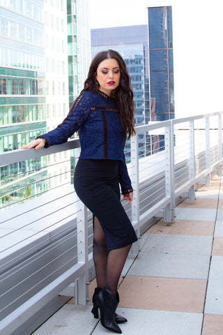 PENNY PENCIL SKIRT - BLACK - Reina Valentina