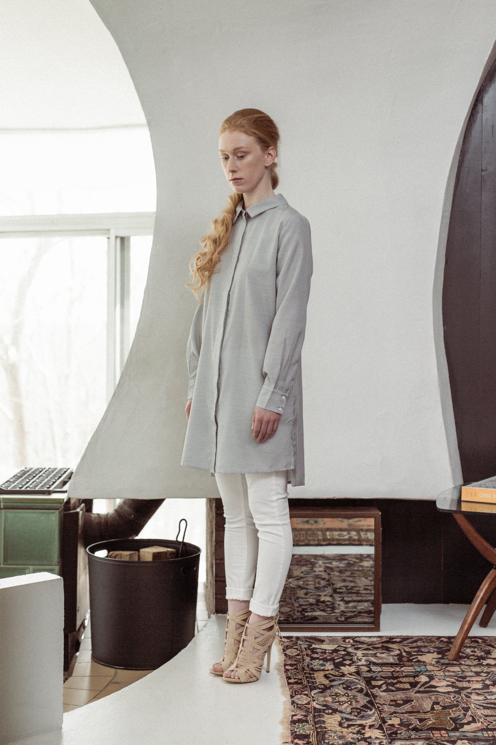 SKINNY WHITE LINES JEANS - Reina Valentina