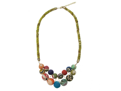 Kantha Beaded Bib Necklace - Reina Valentina