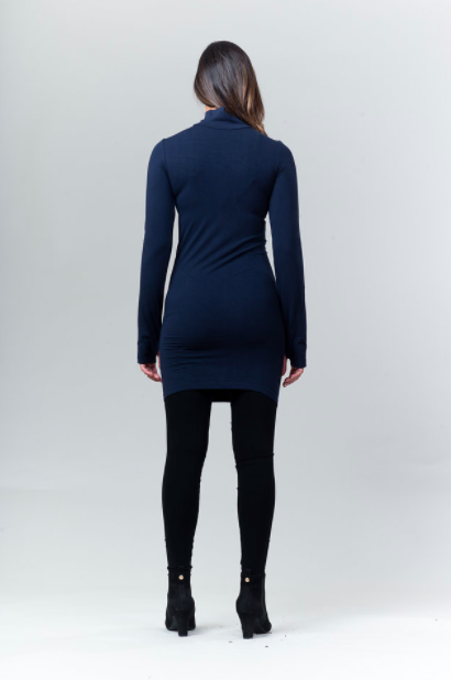 Mockneck Seamless Long Sleeve - Navy - Reina Valentina