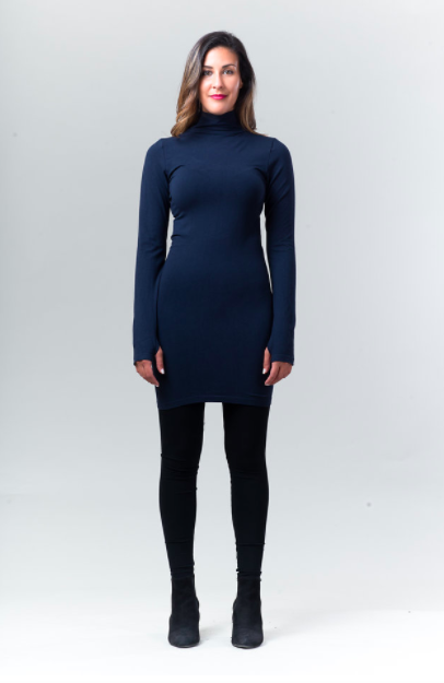 Mockneck Seamless Long Sleeve - Navy - Reina Valentina