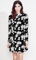 Mock Neck Floral Mini Dress - Reina Valentina