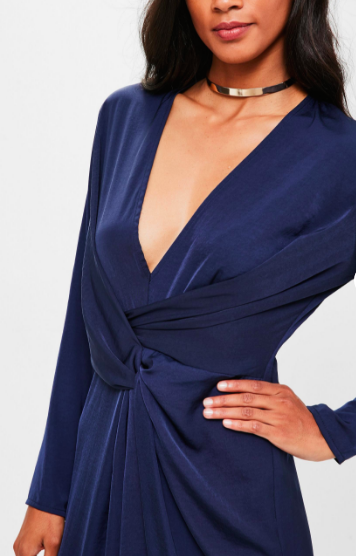 Navy Wrap Front Maxi Dress - Reina Valentina