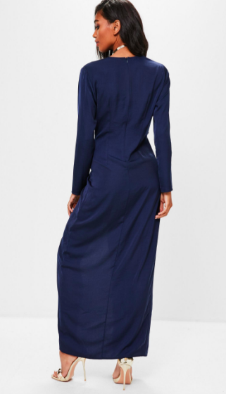 Navy Wrap Front Maxi Dress - Reina Valentina