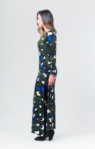 Stevie Dress - Olive Animal - Reina Valentina