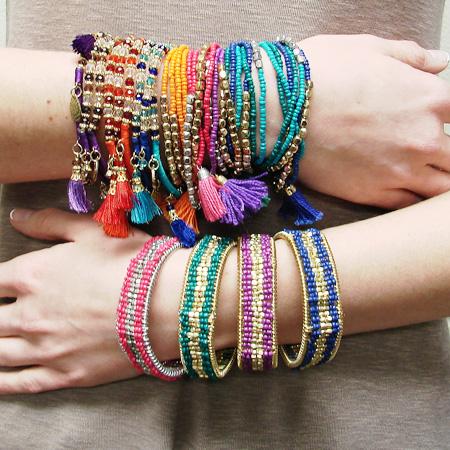 Triple Threaded Charm Bracelet - Blue - Reina Valentina