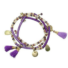 Triple Threaded Charm Bracelet - Purple - Reina Valentina