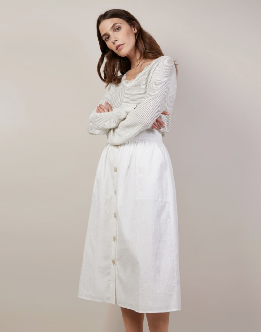 Textured White Skirt - Reina Valentina