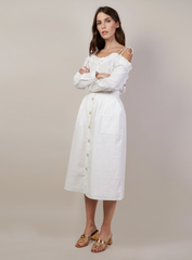 Textured White Skirt - Reina Valentina