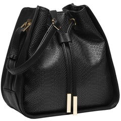 Alexandra Structured Bucket Bag - Black - Reina Valentina