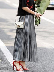 Silver Pleated Skirt - Reina Valentina