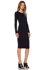 Long Sleeve Midi Dress -Black - Reina Valentina