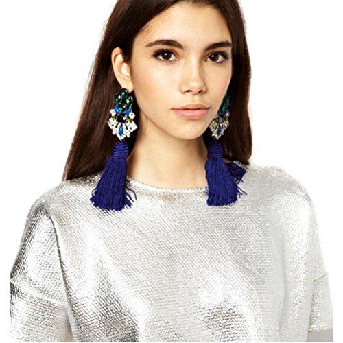 Blue Ivy Jeweled Tassel Earrings - Reina Valentina