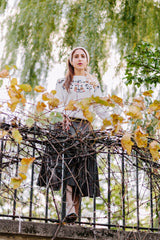 Brown Vegan Leather Midi Skirt - Reina Valentina