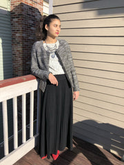 Cordion Ribbed Maxi Skirt - Black - Reina Valentina