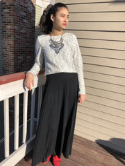 Cordion Ribbed Maxi Skirt - Black - Reina Valentina