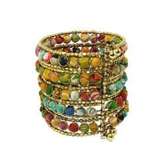 Kantha Beaded Grid Cuff - Reina Valentina