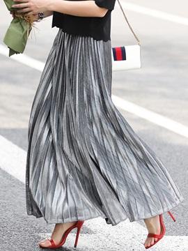 Silver Pleated Skirt - Reina Valentina