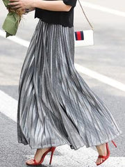 Silver Pleated Skirt - Reina Valentina