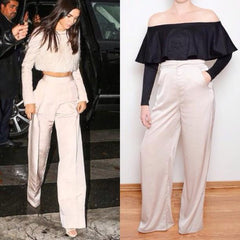 Zinnia Satin Wide Leg Pants - Reina Valentina