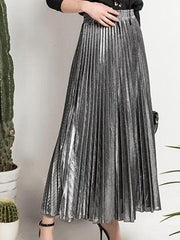 Silver Pleated Skirt - Reina Valentina