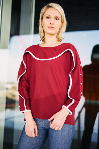 Wavelength Blouse - Red - Reina Valentina