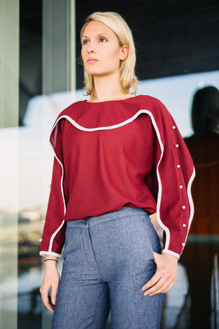 Wavelength Blouse - Red - Reina Valentina