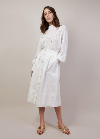 Textured White Skirt - Reina Valentina