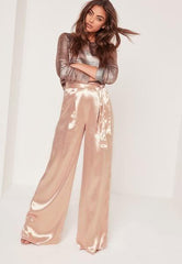 Zinnia Satin Wide Leg Pants - Reina Valentina