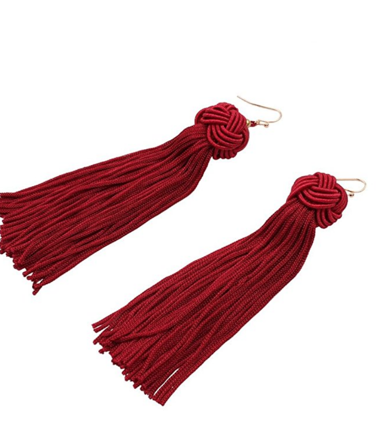 Red Tassel Earrings - Reina Valentina
