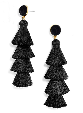 Black Tassel Earrings - Reina Valentina