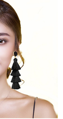 Black Tassel Earrings - Reina Valentina