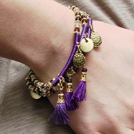 Triple Threaded Charm Bracelet - Purple - Reina Valentina