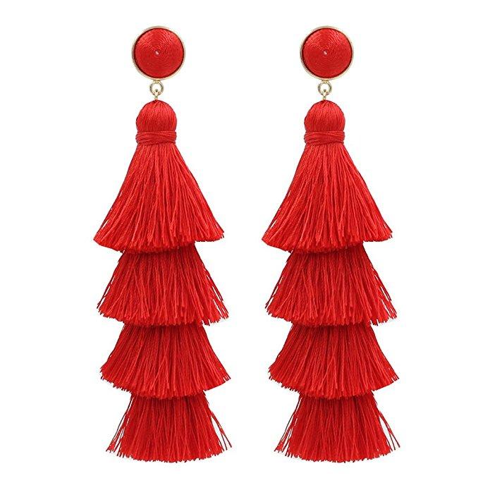 Red Tassel Earrings - Reina Valentina